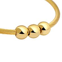 Stately Steel 3-Bead Cable Wire Bangle Bracelet