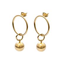 Stately Steel Ball Hoop Dangle Earrings