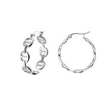 Stately Steel Buckle Hoop Earrings
