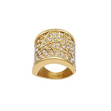 Stately Steel Cubic Zirconia Elongated Geometric Ring