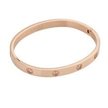 Stately Steel Cubic Zirconia Hinged Bangle Bracelet