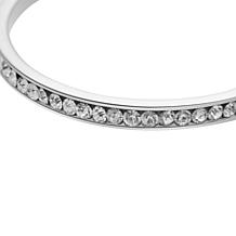 Stately Steel Cubic Zirconia Single-Row Big Hoop Earrings