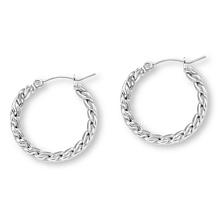 Stately Steel Curban Chain Hoop Earrings