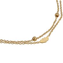 Stately Steel Feather Station Double-Strand Ankle Bracelet