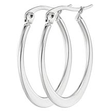 Stately Steel Flat Oval Hoop Earrings