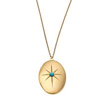 Stately Steel Goldtone Gemstone Star Locket Chain Necklace