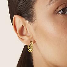 Stately Steel Hallow Heart Chain Hoop Earrings