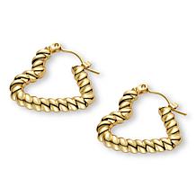 Stately Steel Heart Hoop Earrings