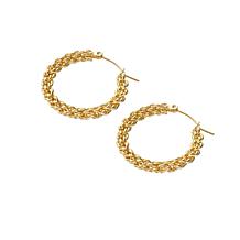 Stately Steel Interwoven Chain Hoop Earrings