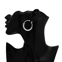 Stately Steel Large Stainless Steel Half-Mesh Hoop Earrings