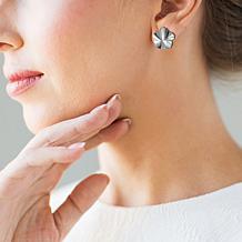 Stately Steel Leaf Shell Earrings