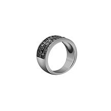 Stately Steel Marcasite Round and Princess-Cut  Ring