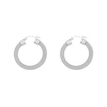 Stately Steel Mesh Link Hoop Earrings - 1-5/16"