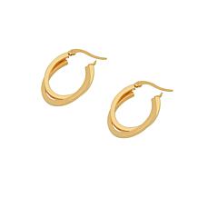 Stately Steel Overlapping Oval Hoop Earrings