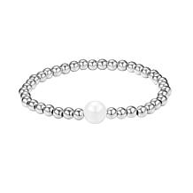 Stately Steel Pearl Beads Necklace and Bracelet
