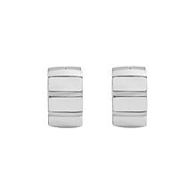 Stately Steel Pearl Huggie Earrings