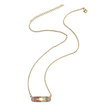 Stately Steel Rainbow Pave Pendant Necklace