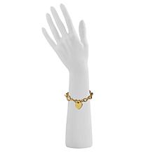 Stately Steel Rolo Chain Heart Drop Necklace and Bracelet Set