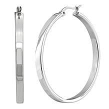 Stately Steel Square Tubing Round Hoop Earrings