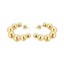 Stately Steel Stainless Steel Ball Cuff Earrings