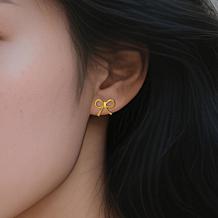 Stately Steel Stainless Steel Bow Stud Earrings