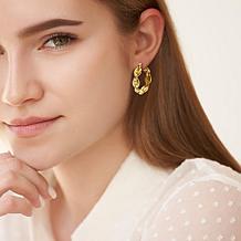 Stately Steel Stainless Steel Buckle Hoop Earrings