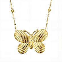 Stately Steel Stainless Steel Butterfly Necklace and Earrings Set