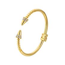 Stately Steel Stainless Steel CZ Arrow Cuff Bangle