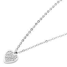 Stately Steel Stainless Steel CZ Heart Pendant Necklace