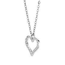 Stately Steel Stainless Steel CZ Open Heart Pendant Necklace