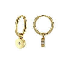 Stately Steel Stainless Steel Full Moon CZ Dangle Earrings