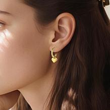 Stately Steel Stainless Steel Heart Dangle Earrings