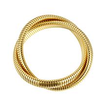 Stately Steel Stainless Steel Interwoven Snake Chain Stretch Bracelet