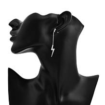 Stately Steel Stainless Steel Lightning Bolt Drop Earrings