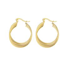 Stately Steel Stainless Steel Overlapping Hoop Earrings
