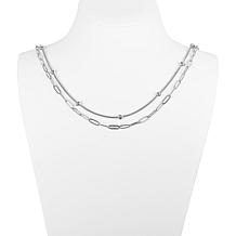 Stately Steel Stainless Steel Paper Clip Ball Chain Necklace