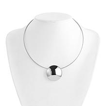 Stately Steel Stainless Steel Polished Disc Cable Wire Necklace