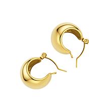Stately Steel Stainless Steel Puffy Hugger Earrings
