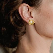 Stately Steel Stainless Steel Simulated Pearl Stud Earrings