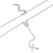 Stately Steel Stainless Steel Simulated Pearls Rosary Necklace