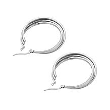 Stately Steel Stainless Steel Triple Overlapping Hoop Earrings
