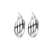 Stately Steel Stainless Steel Triple Overlapping Hoop Earrings