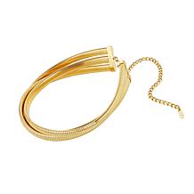 Stately Steel Stainless Steel Triple Snake Chain Choker Necklace