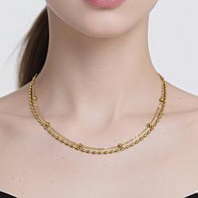 Stately Steel Stainless Steel Two Strands Beads Necklace