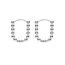 Stately Steel Stainless Steel U-Shape Beaded Hoop Earrings