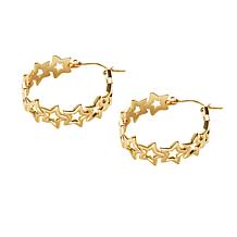 Stately Steel Star Chain Hoop Earrings