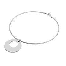 Stately Steel Tapered Circle Pendant with 17" Wire Necklace