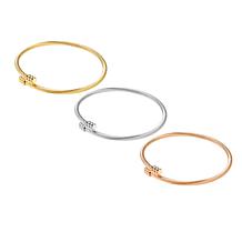 Stately Steel Three Tone Wire Cuff Bangle