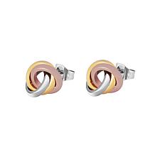 Stately Steel Tri-Colored Rolling Stud Earrings