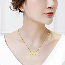 Stately Steel Triple Bezels Necklace and Earrings